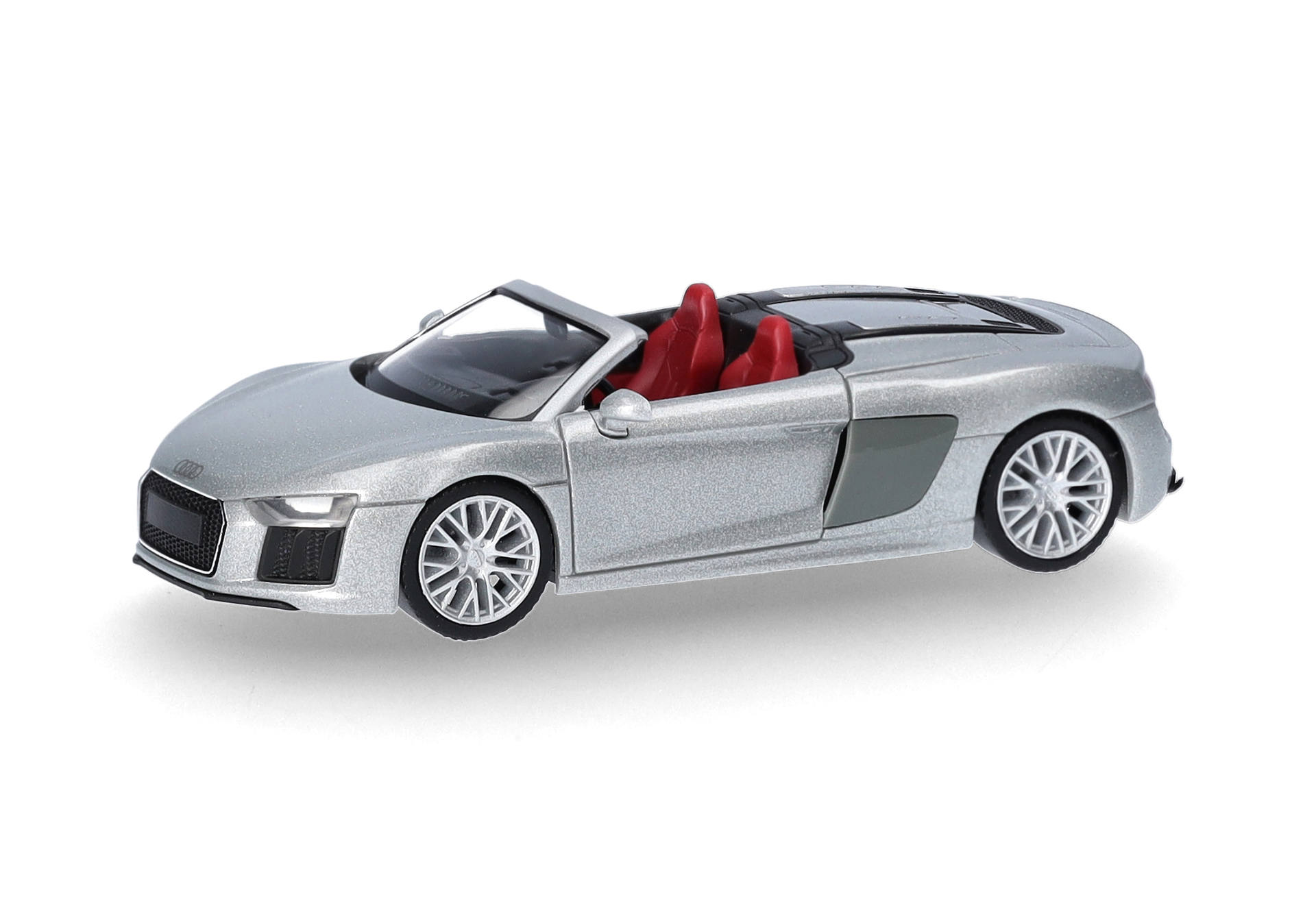 toy, car, convertible, silver, red seats