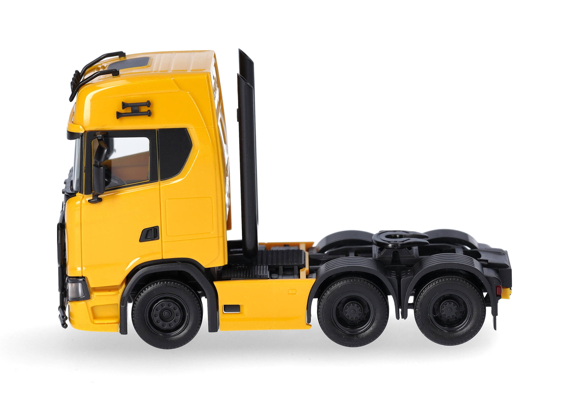 Scania CS20 HD rigid tractor single, 3axles  with light bar, ram protection and high pipes, yellow