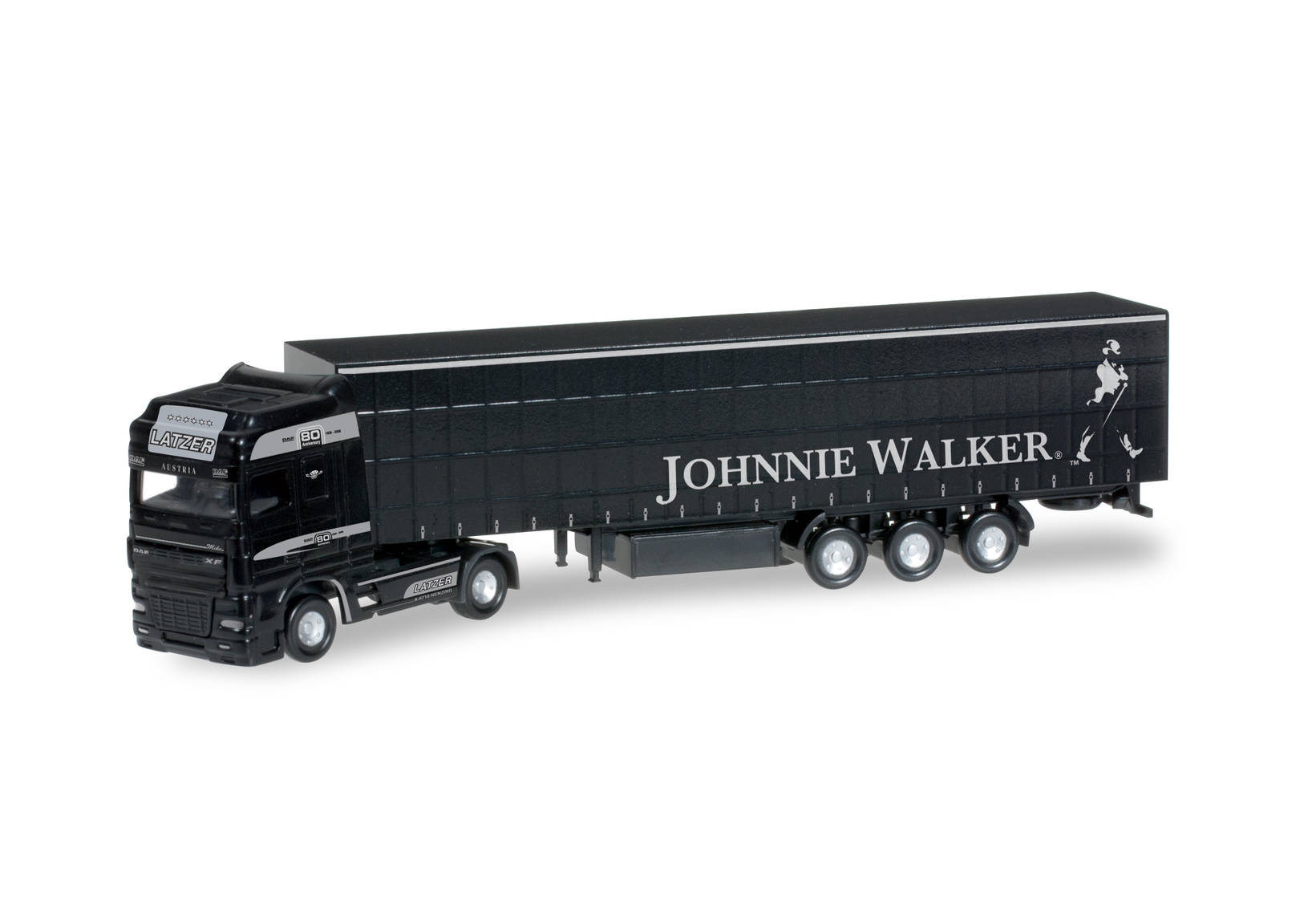 DAF XF 105 SSC Gardinenplanen-Sattelzug "Latzer Spedition / Johnny Walker" (A)