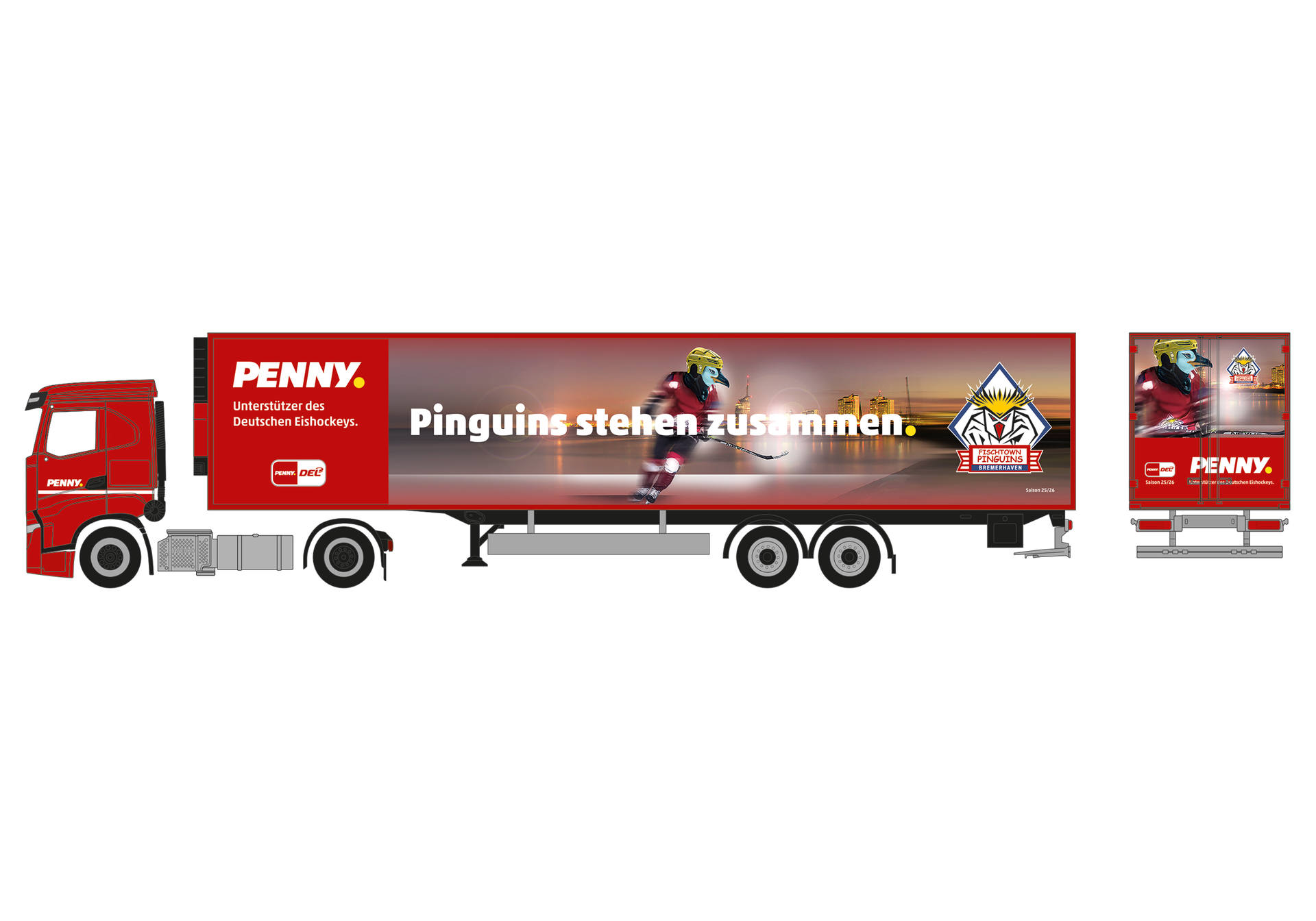 Iveco S-Way Kühlkoffer-Sattelzug "PENNY DEL / Fischtown Pinguins Bremerhaven"