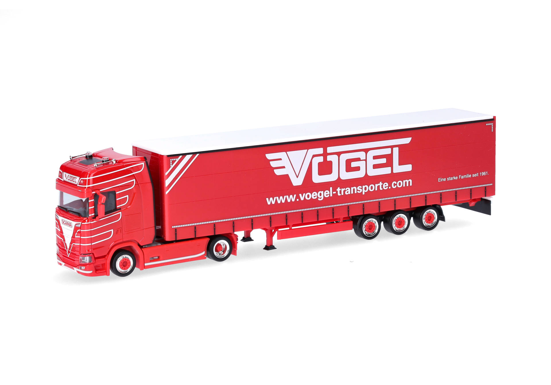 Scania CS 20 HD volume curtain canvas semitrailer "Vögel" (Austria)
