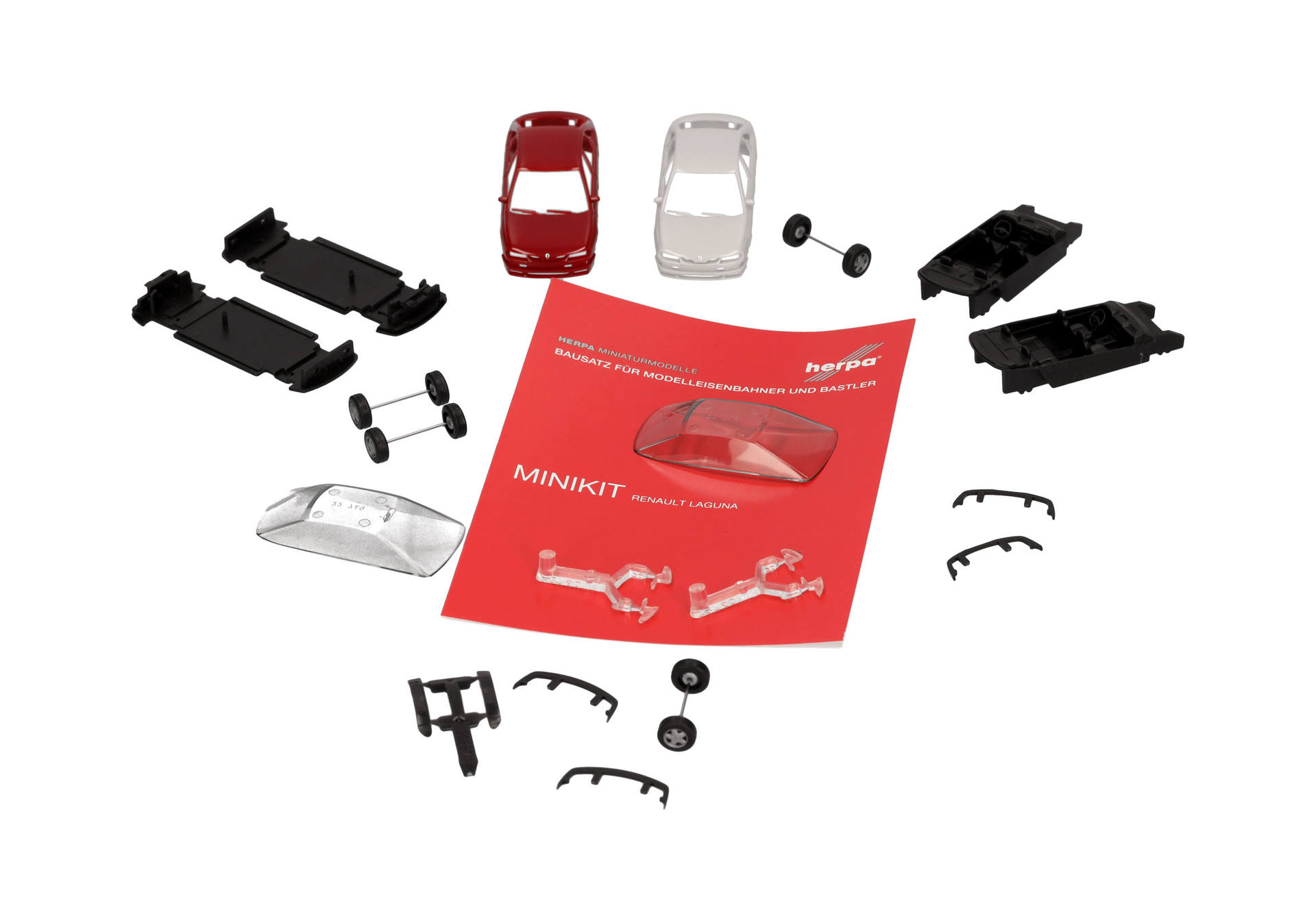 Herpa MiniKit: Renault Laguna Siennarot und Arktisweiß, 2 Stück
