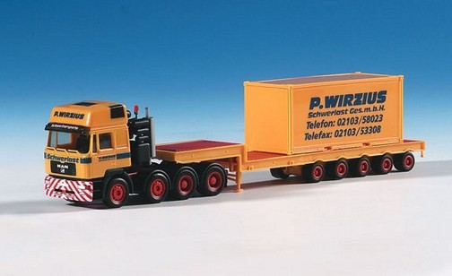 Man F2000 Evo Tiefladesattel train with container 4a/5a