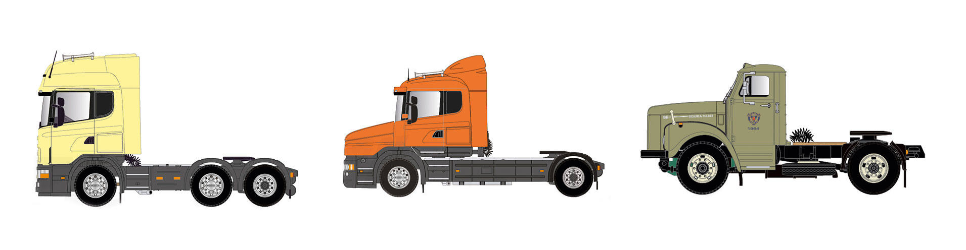 Set 3 rigid tractor "125 Jahre Scania"