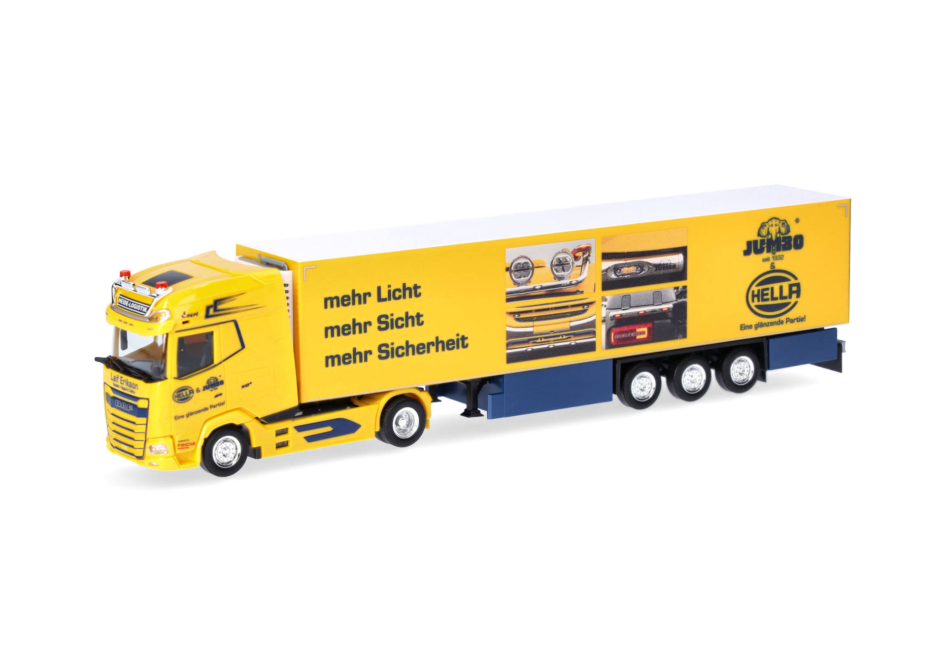 DAF XG+ refrigerated box semitrailer "Heide Logistik/Jumbo/Leif Erikson"
