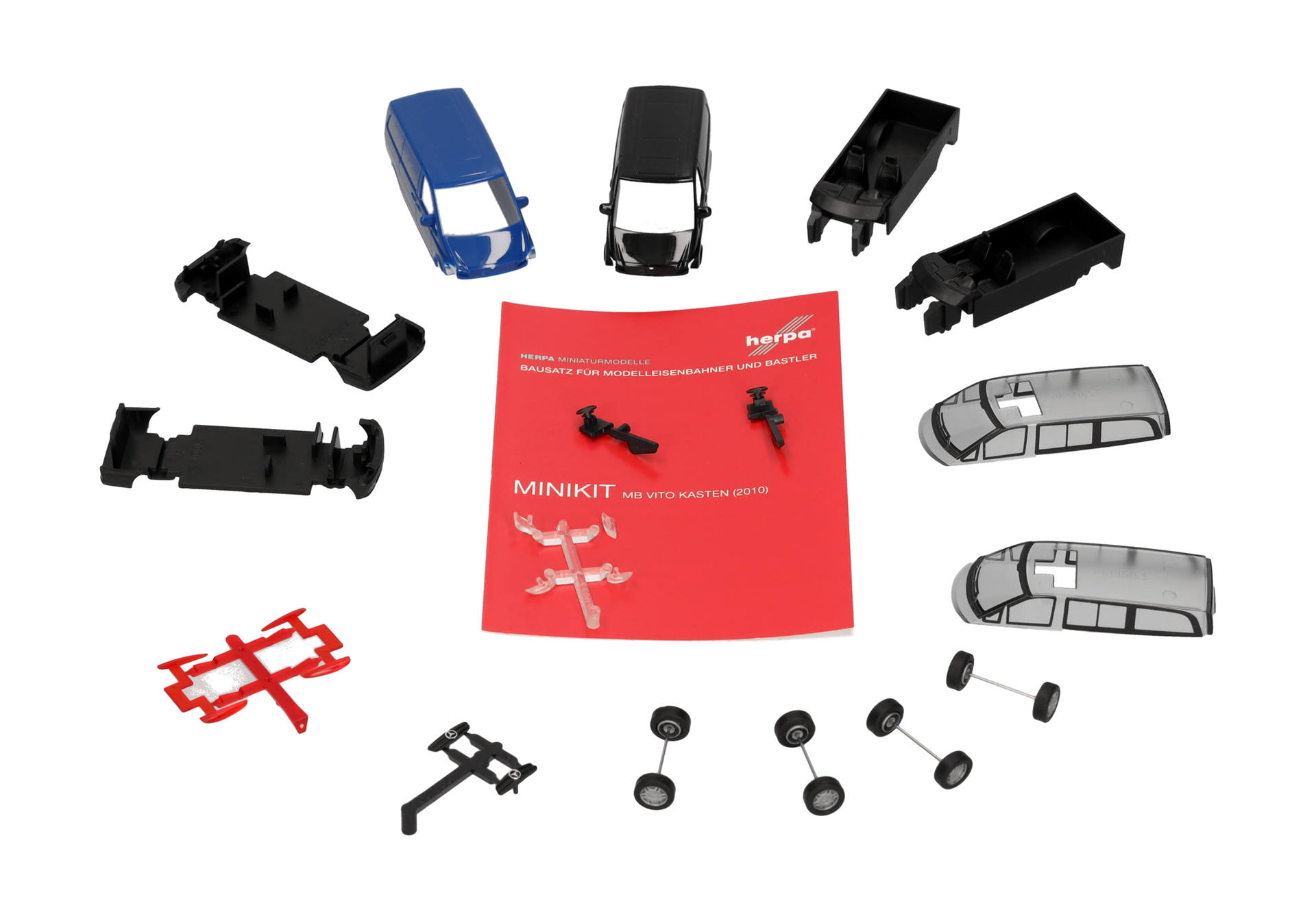 Minikit, Modelbausatz, Modelldose?, Modellbausatz, Modelleisenbahn, Mini-Set, Schienenbauteile, rote Anleitung