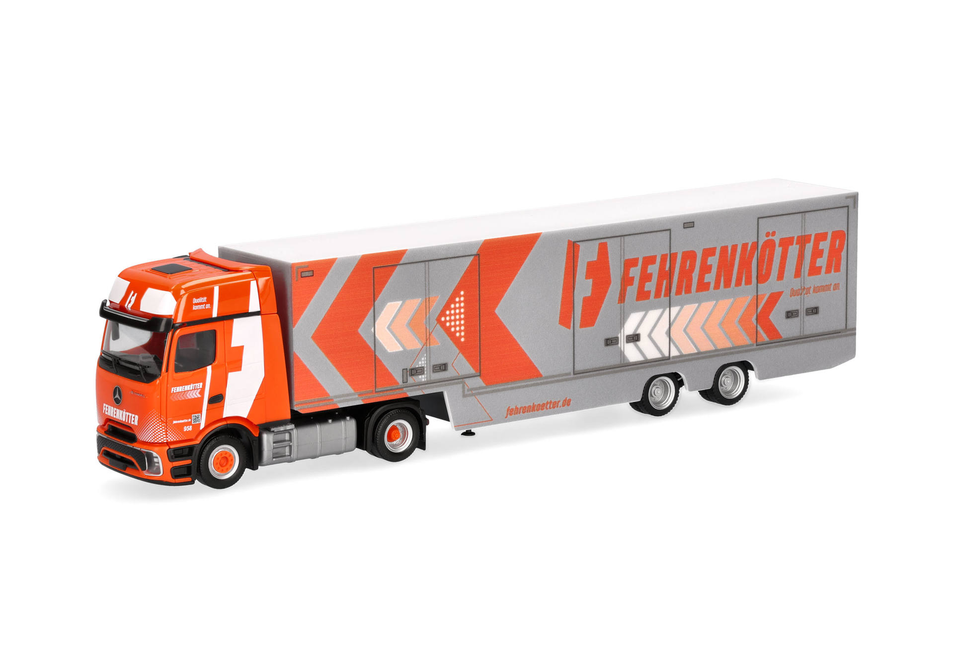 truck, semi-trailer, orange, graphic, livery