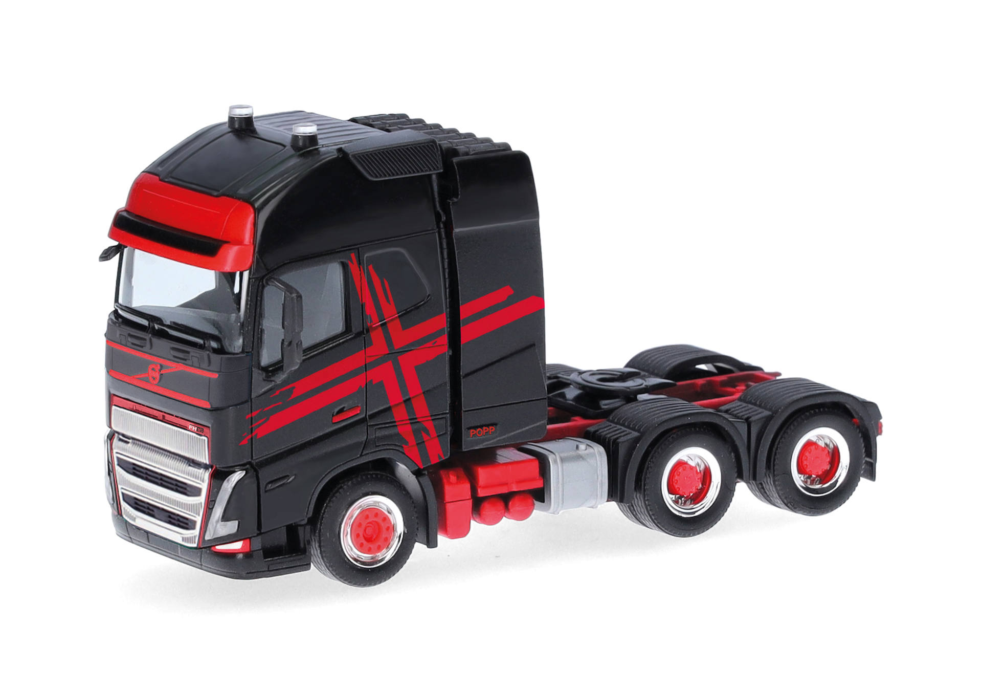 Volvo FH GL XL 2020 Zugmaschine mit Schwerlastturm, schwarz/rot