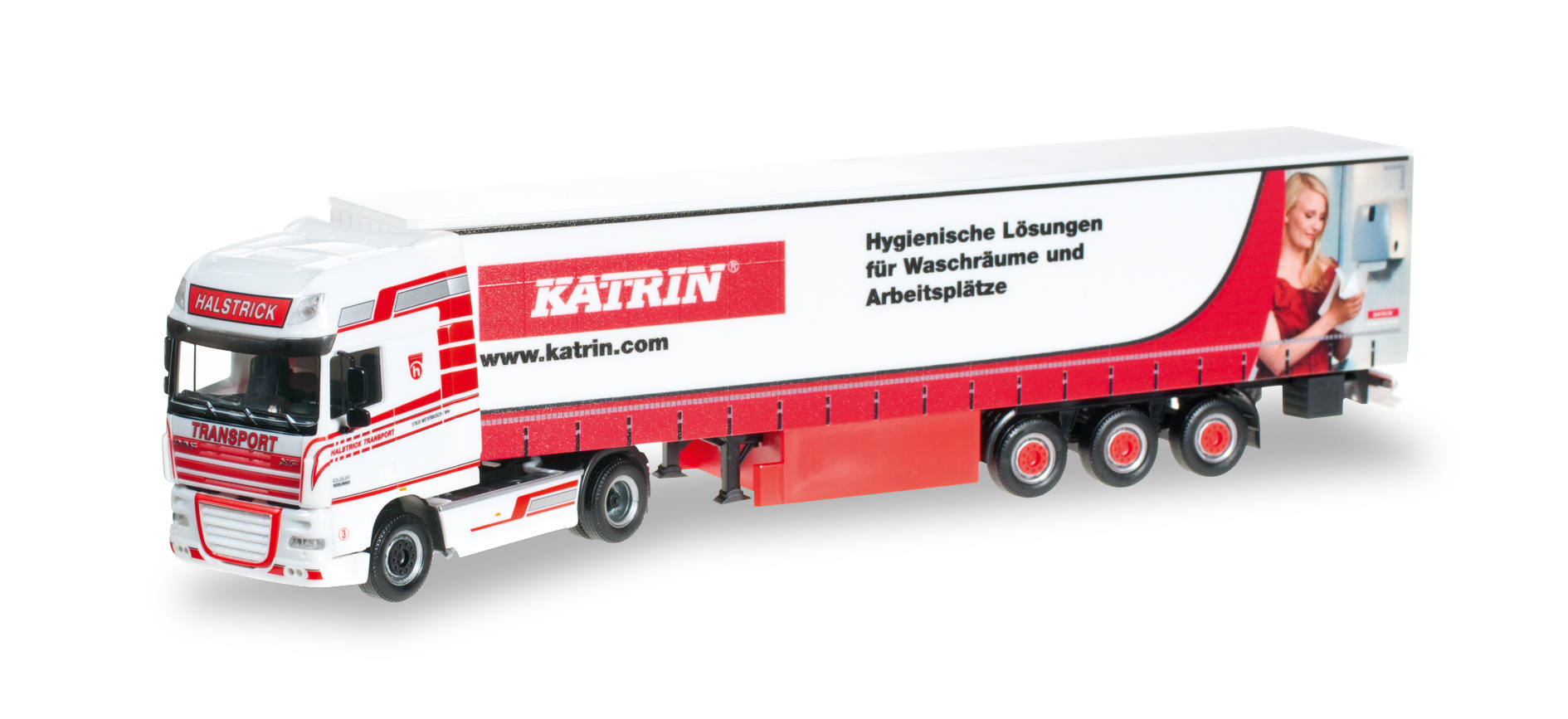 DAF XF 105 SSC Gardinenplanen-Sattelzug "Halstrick"