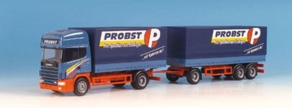 Scania 124 TL Pritscheplanen-Hängerzug 2a/3a