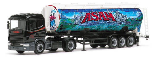 Scania 124 HL Kippsilo saddle train 2a/3a