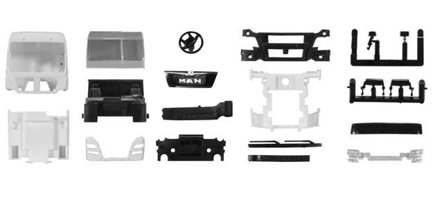 Driver's cabin MAN TGX XXL Euro 6 without side skirting and roof spoiler Content: 2 pcs.
