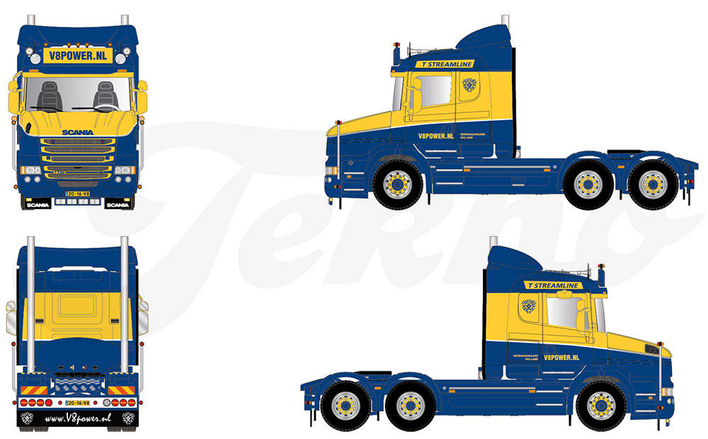 Scania Hauber 6x2 rigid tractor "V8 Power.nl"