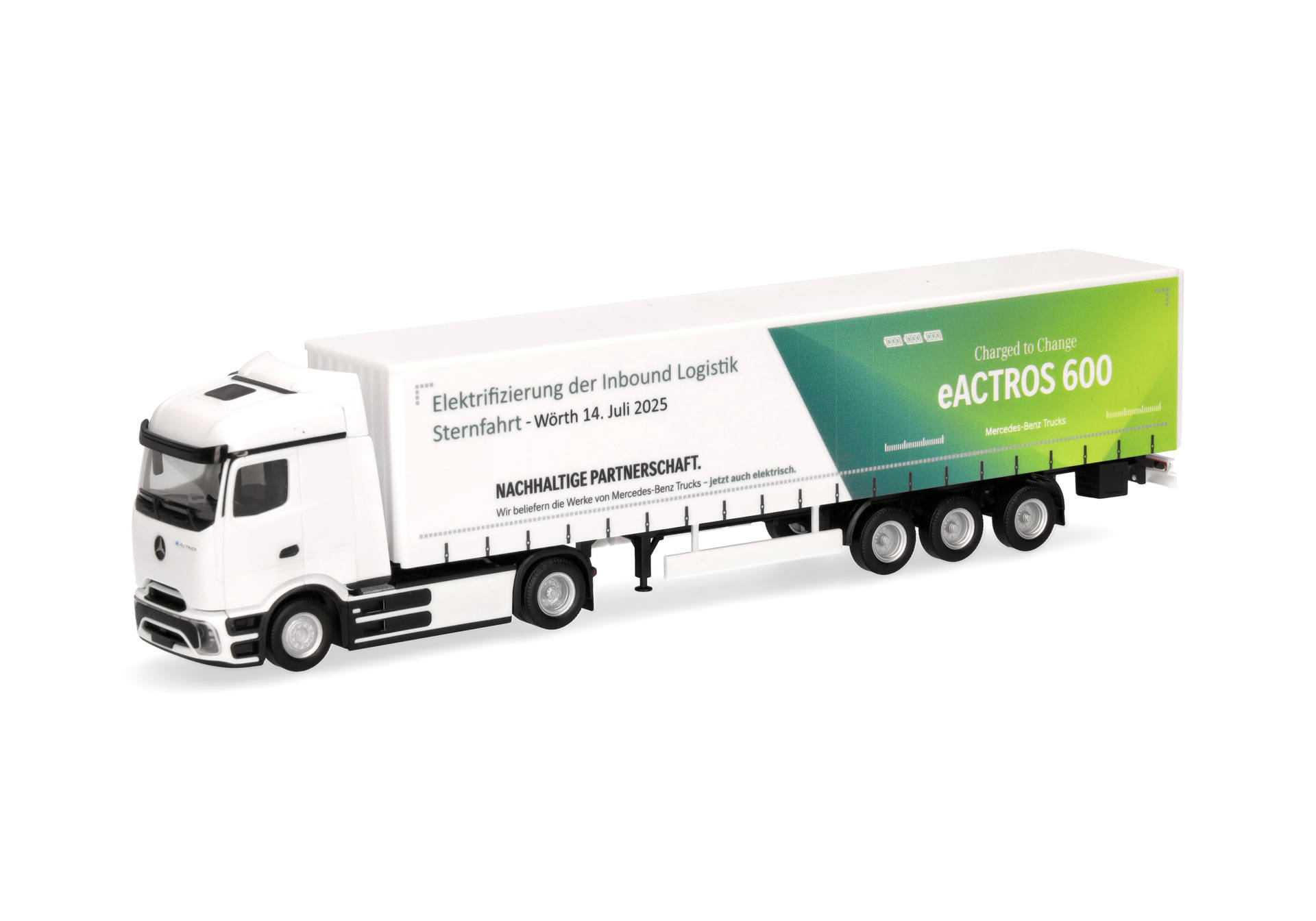 Mercedes-Benz eActros 600 ProCabin Streamspace curtain canvas-semitrailer truck "Sternfahrt Juli 2025"