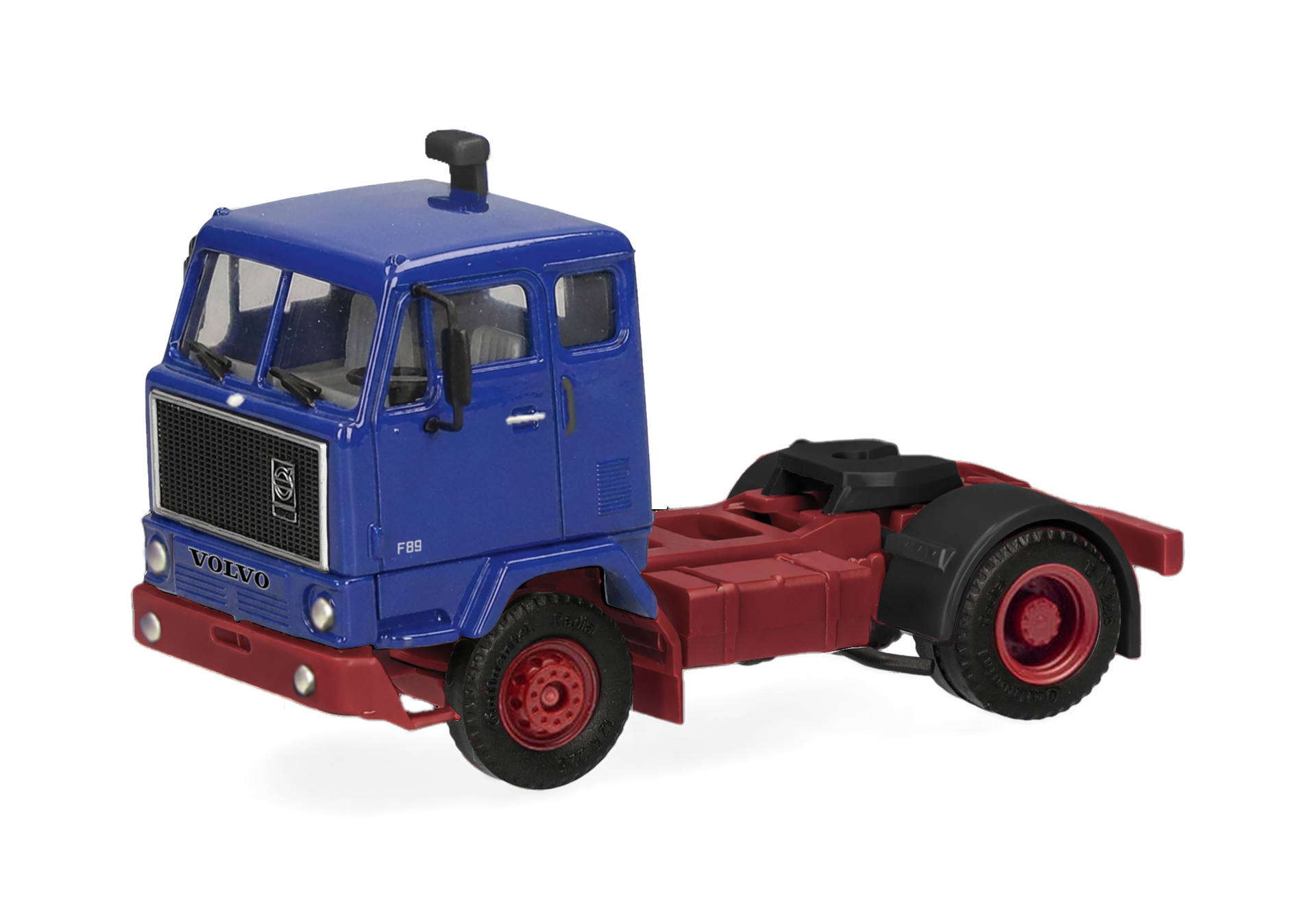 truck, semi-truck, model, blue, red chassis