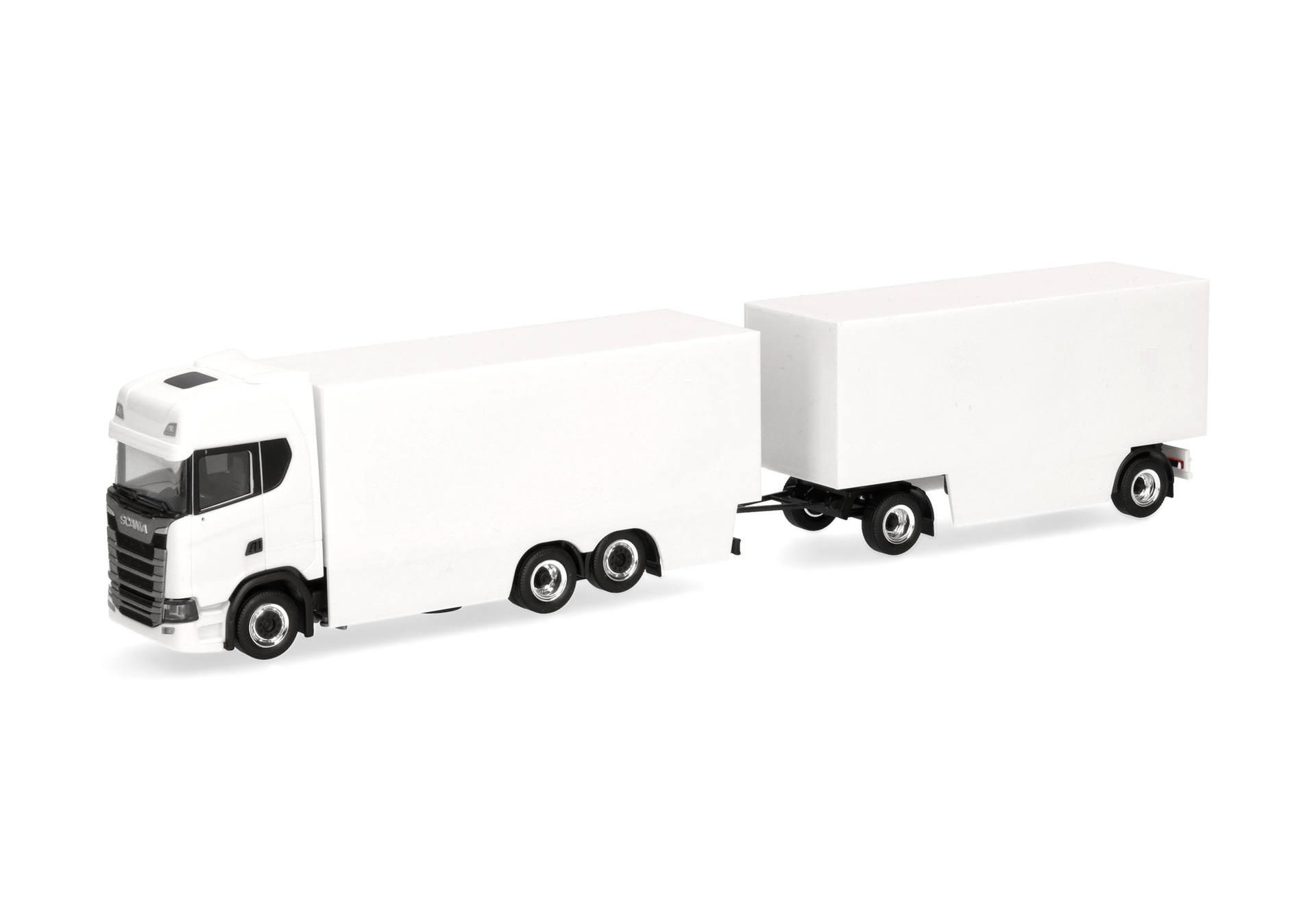 Scania CS 20 high roof box trailer, white