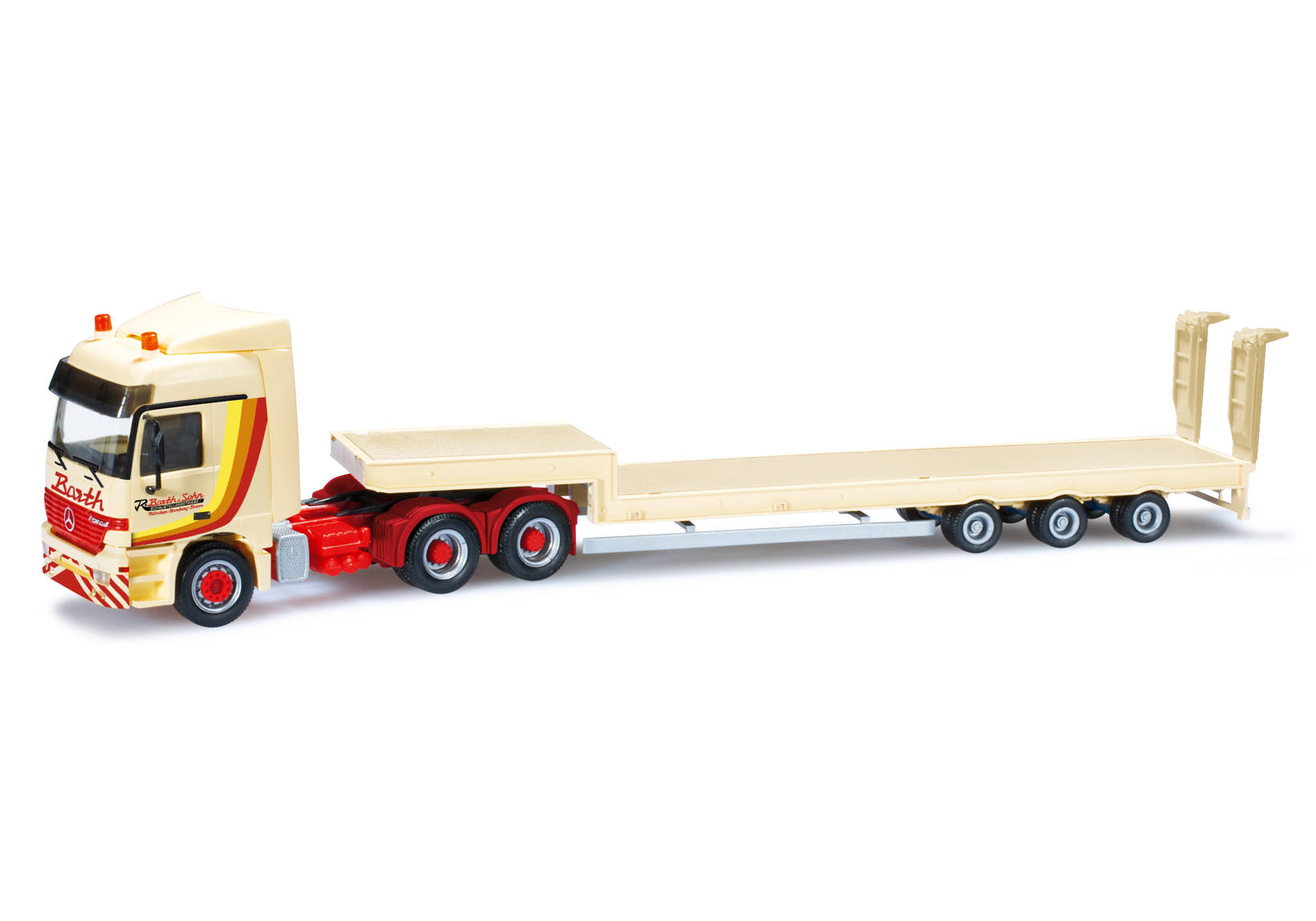 Mercedes-Benz Actros L Tieflade-Sattelzug mit Auffahrrampen "Barth"