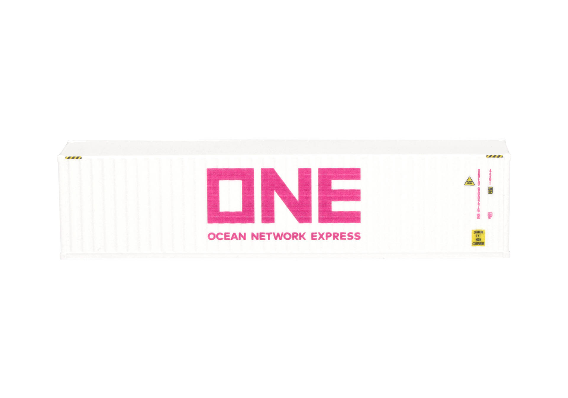 shipping container, ONE, logo pink, white container, ocean network express