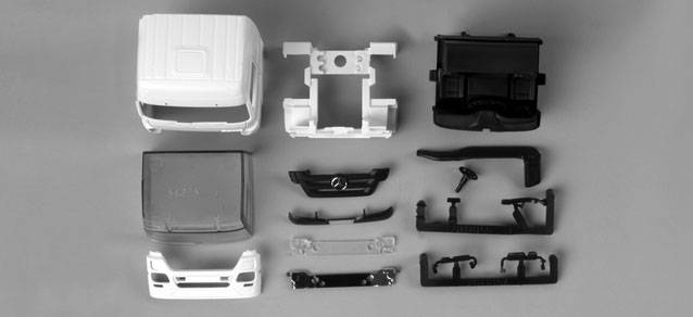 MB Actros LH 08 driver's cabin without side skirting and roof spoiler (incl. rear-view mirror)Content: 2 pcs.