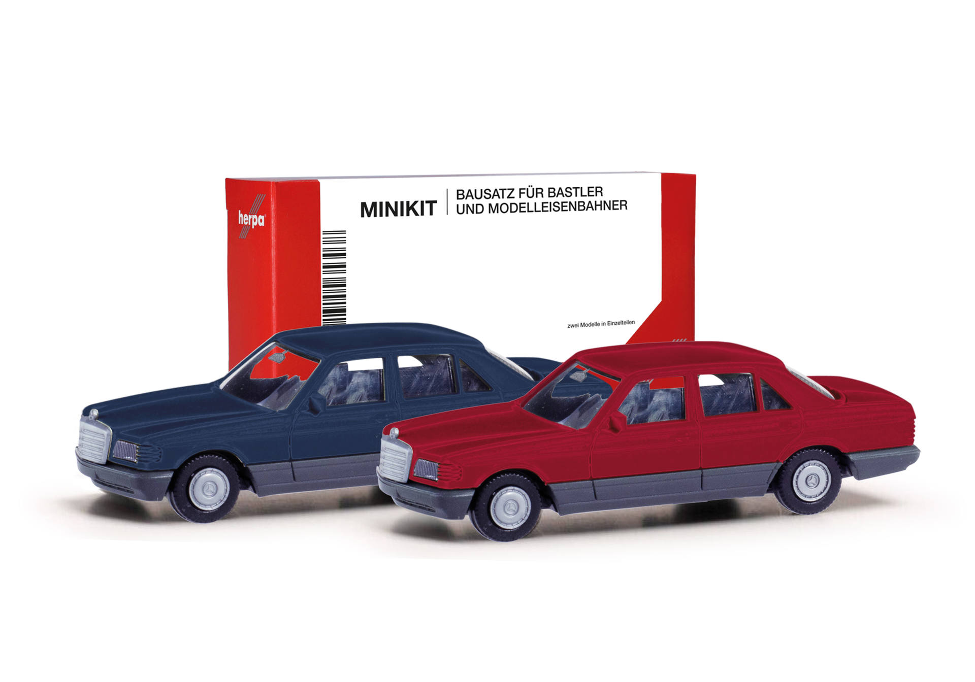 Herpa MiniKit: Mercedes-Benz S-Klasse (W126) saphirblau und weinrot, 2 Stück 