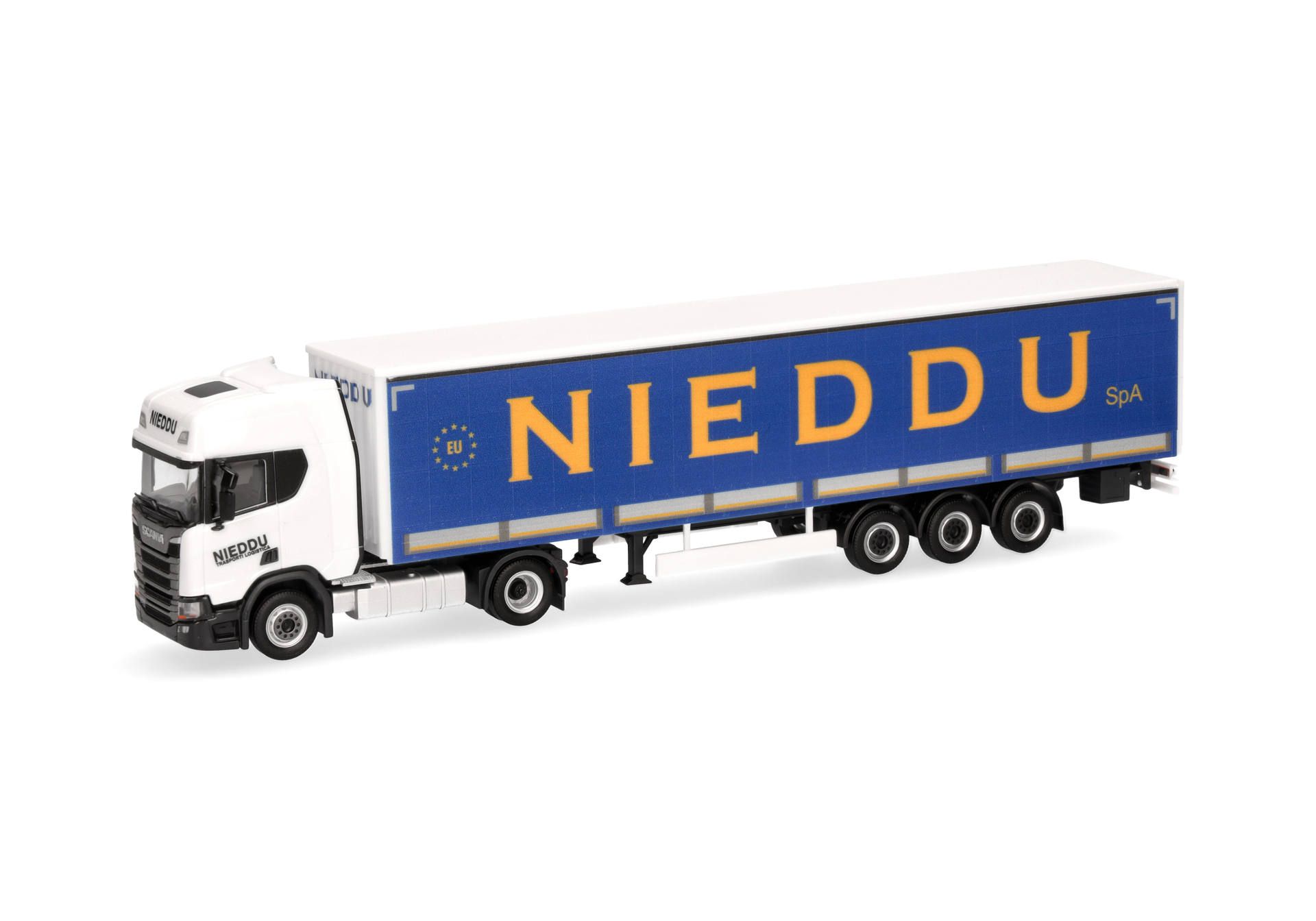 Scania CR 20 HD curtain canvas semitrailer "NIEDDU Spa" (Italy)