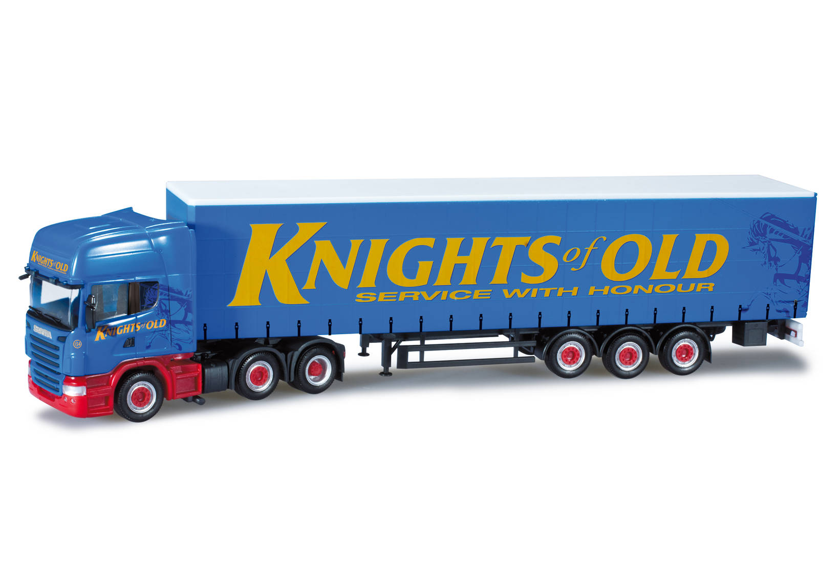 Scania R TL curtain canvas semitrailer "Knightsofold" (GB)