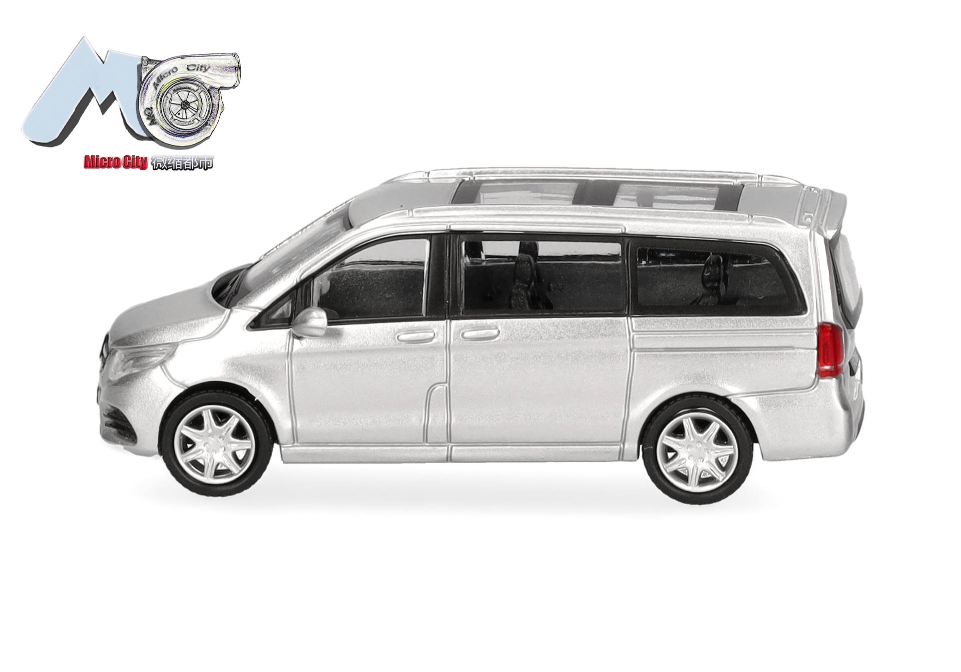 Minivan, Silber, Modellauto, vier Türen, Dachreling