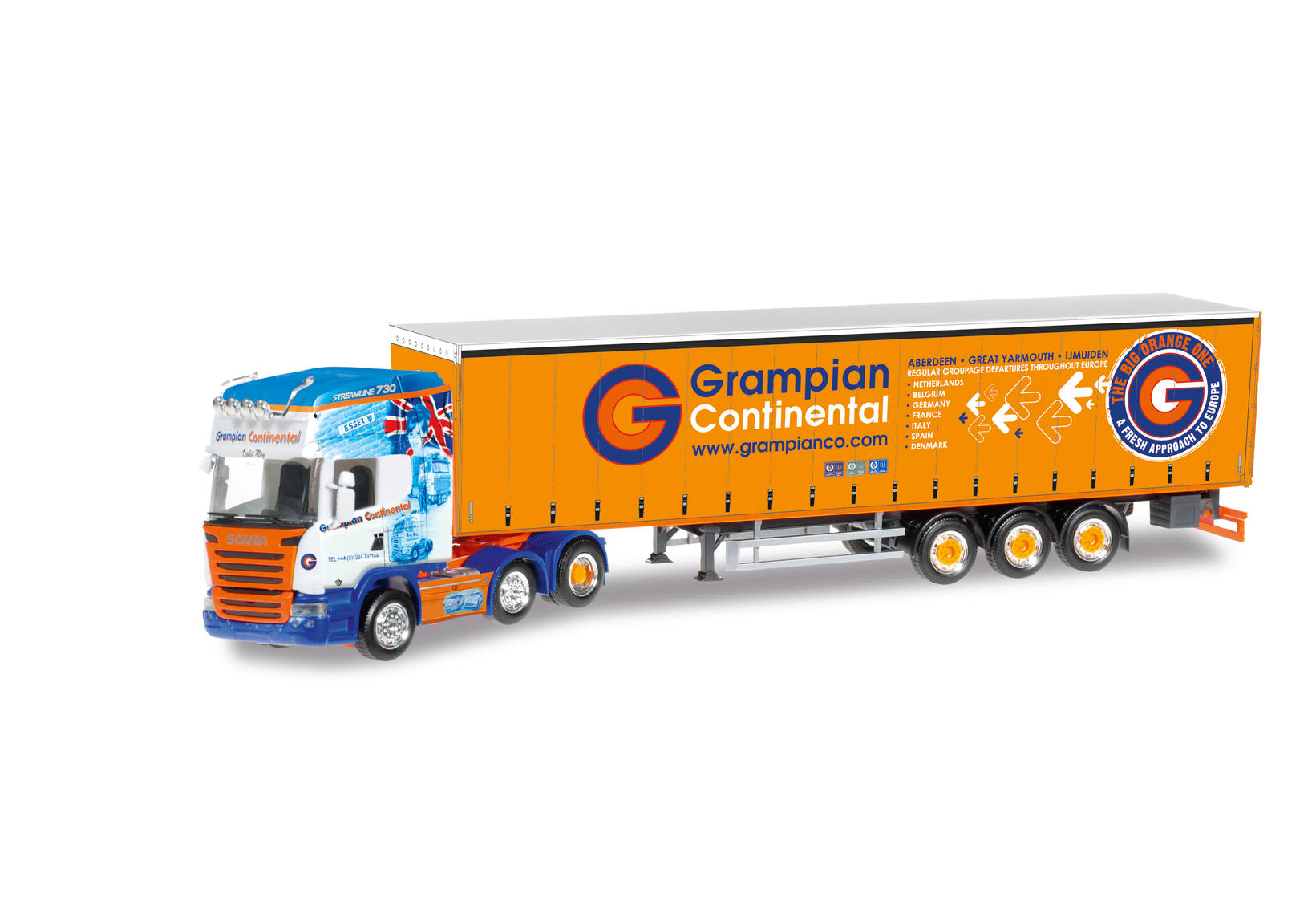 Scania R 2013 curtain canvas semitrailer "Grampian Continental" (GB)