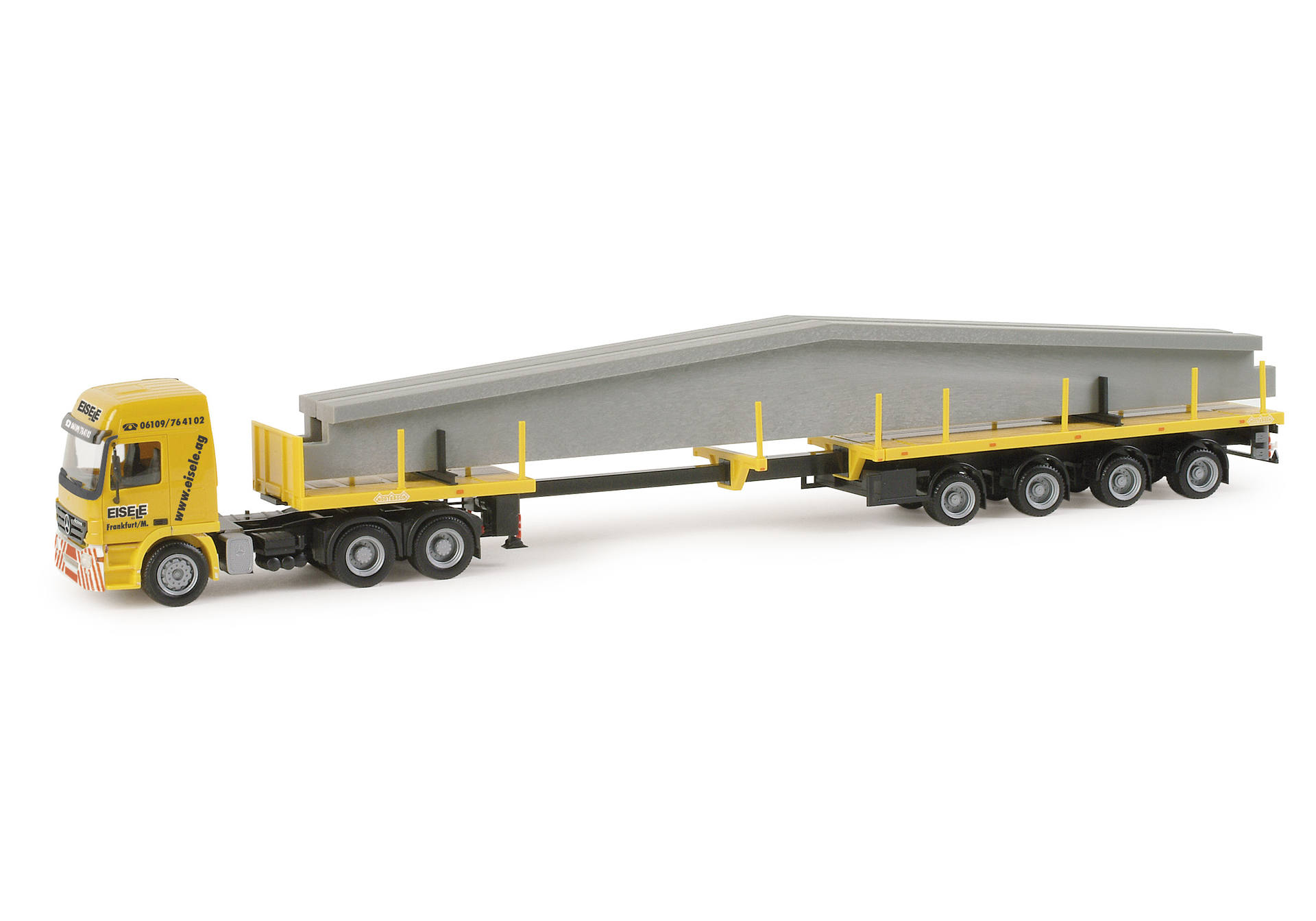 Mercedes-Benz Actros L teletrailer semitrailer with concrete beam "Eisele"