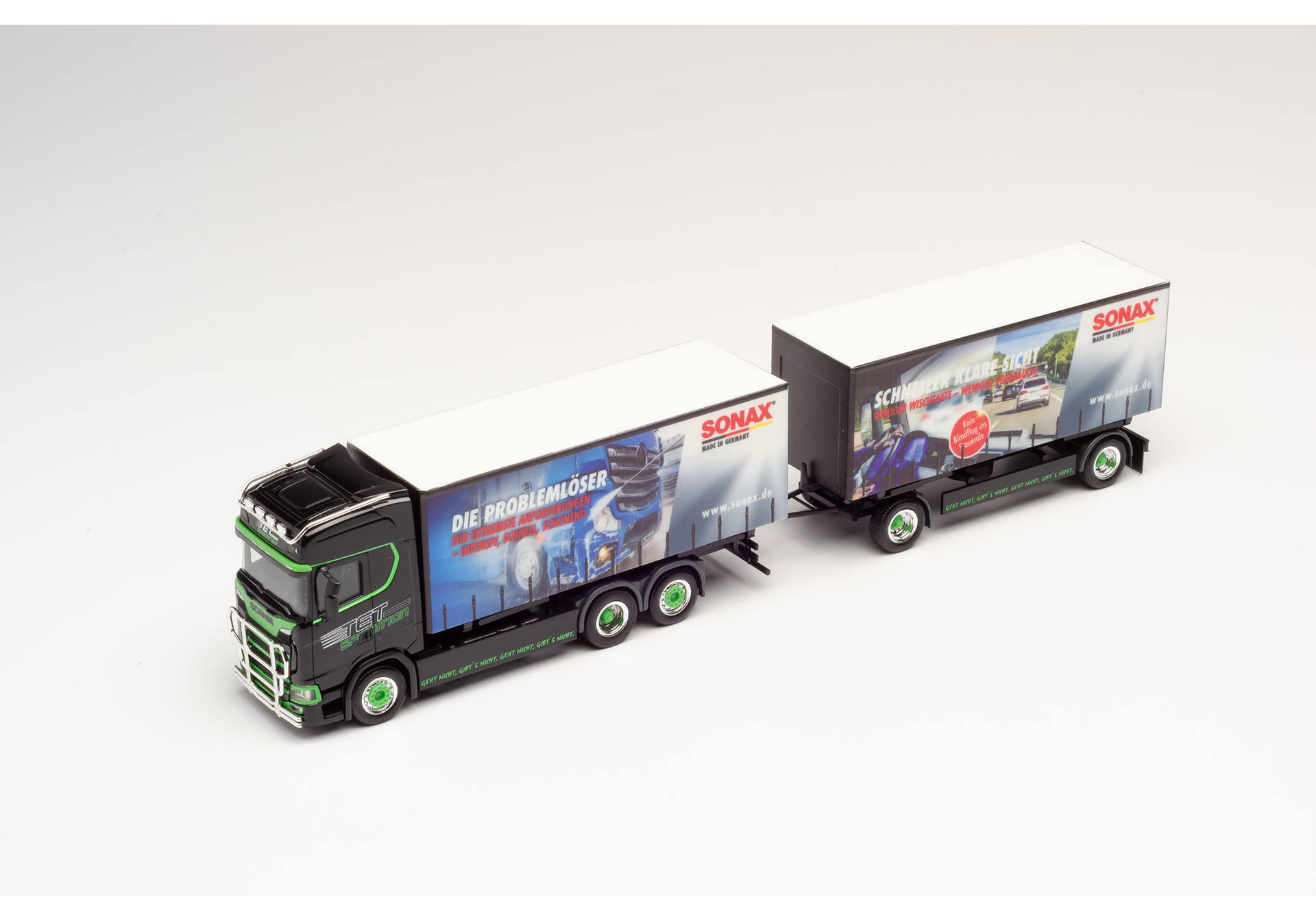 Scania CS 20 HD Wechselgardinenplanen-Hängerzug "TET / Sonax"