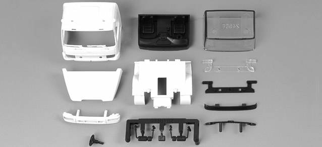 Mercedes-Benz Atego '04 driver's cabin with raised roof and sun shield (incl. rear-view mirror)Content: 2 pcs.
