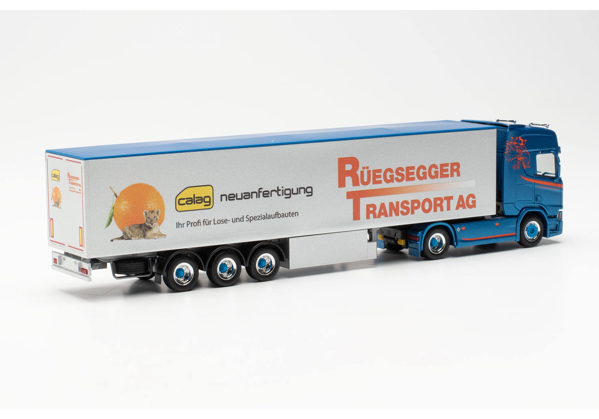 Scania CR 20 HD walking-floor semitrailer "Rüegsegger/Calag"