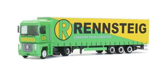 Renault Magnum jumbo curtain canvas semitrailer "Rennsteig"