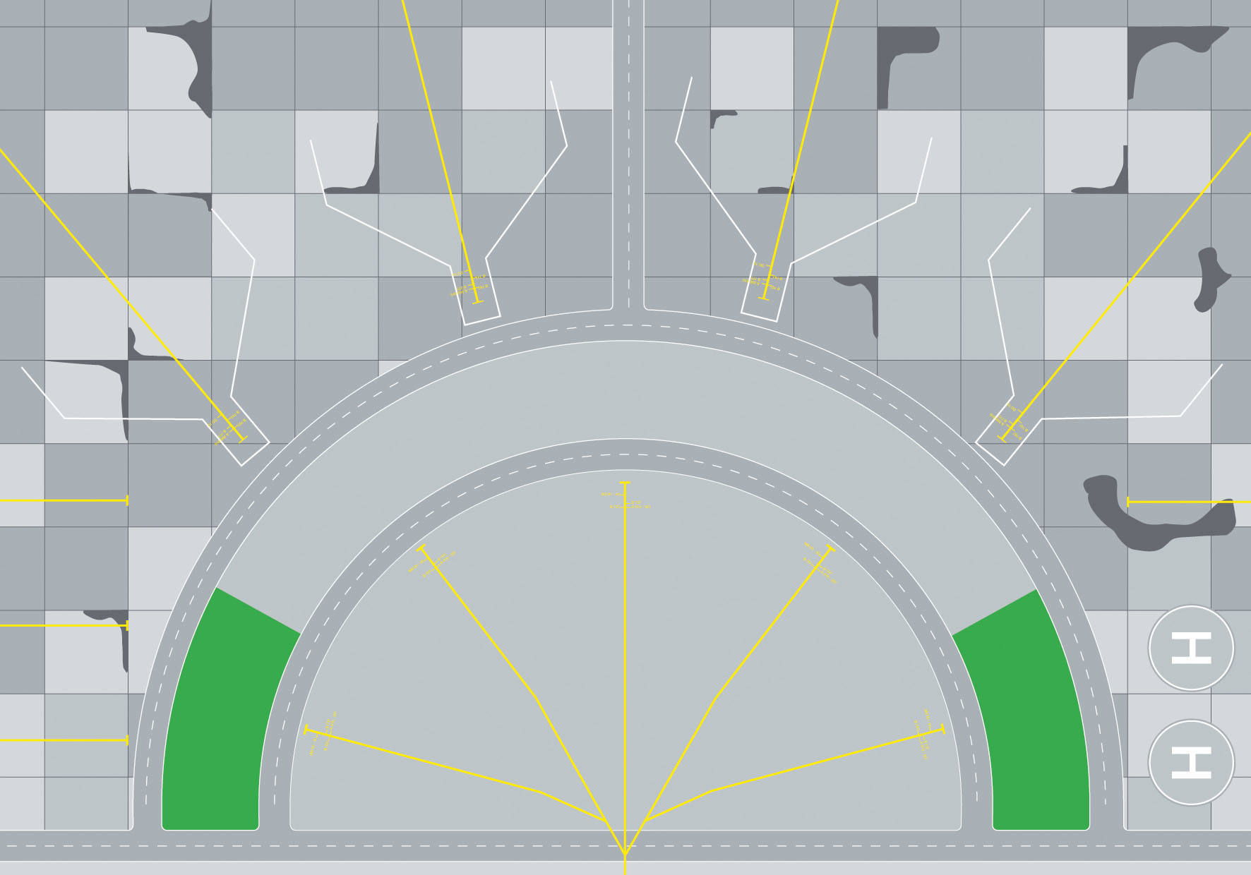 Round airport building foil