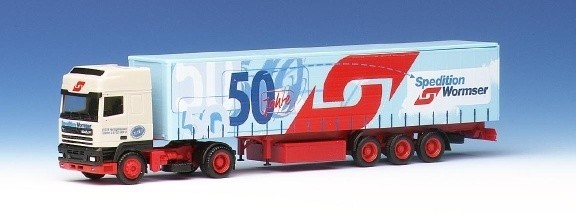 DAF 95 500 SSC Curtain Plano Satta 2a/3a chassis red long-distance traffic with high roof