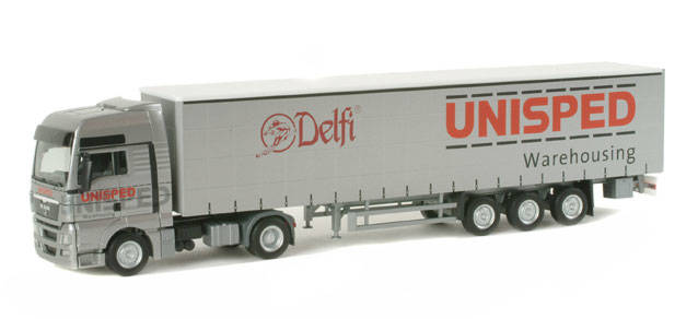 MAN TGX XXL Gardinenplanen-Sattelzug "UNISPED"