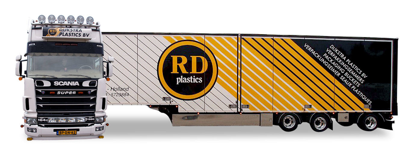 Scania 164 box semitrailer "Dijkstra Plastics"