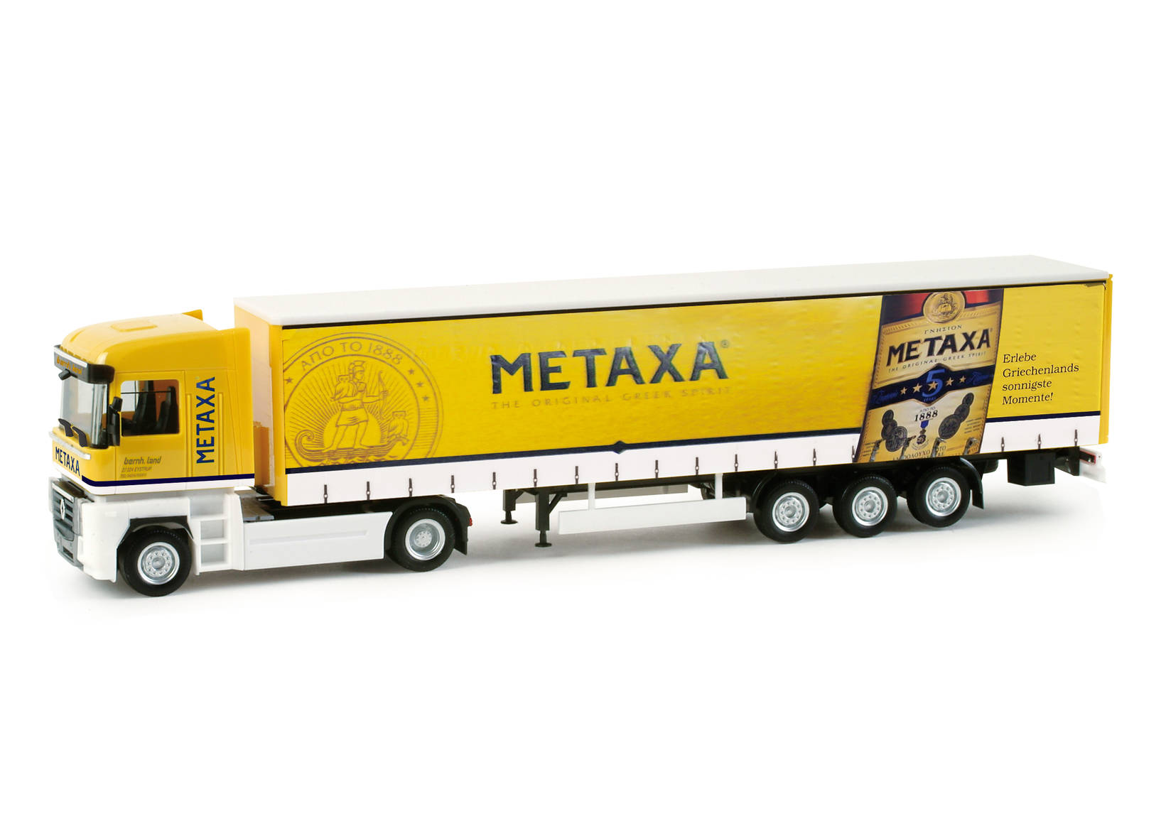 Renault Magnum curtain canvas semitrailer "Land / Metaxa"