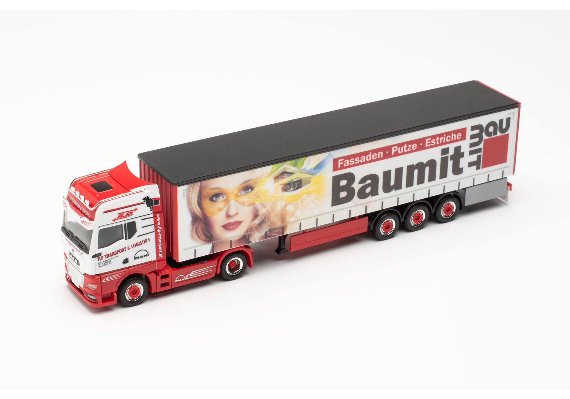 MAN TGX GX curtain canvas semitrailer "TLP/baumit" (Austria/Aspang)