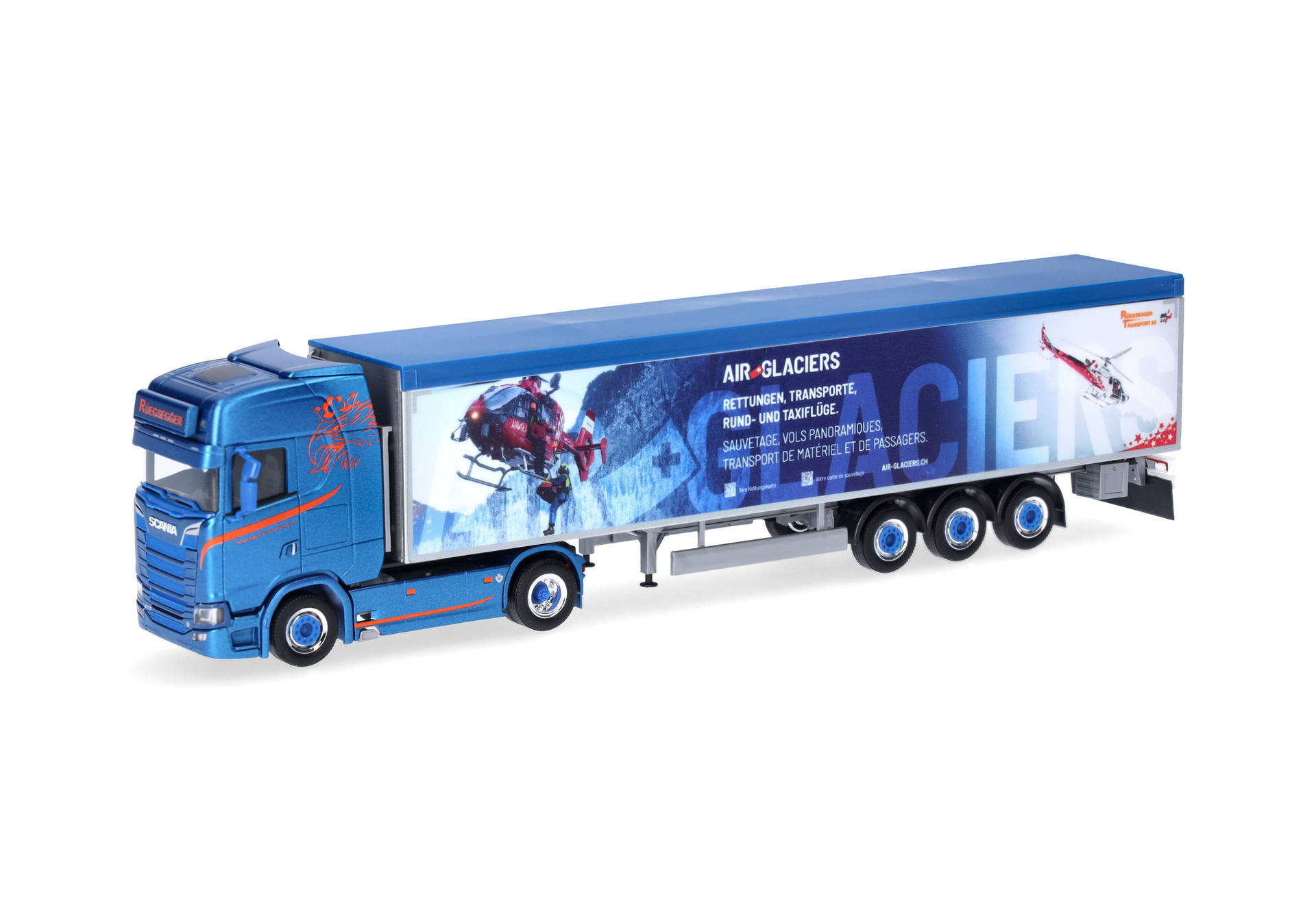 Scania CS 20 HD walking-floor semitrailer "Rüegsegger/Air Glacier" (Swiss)