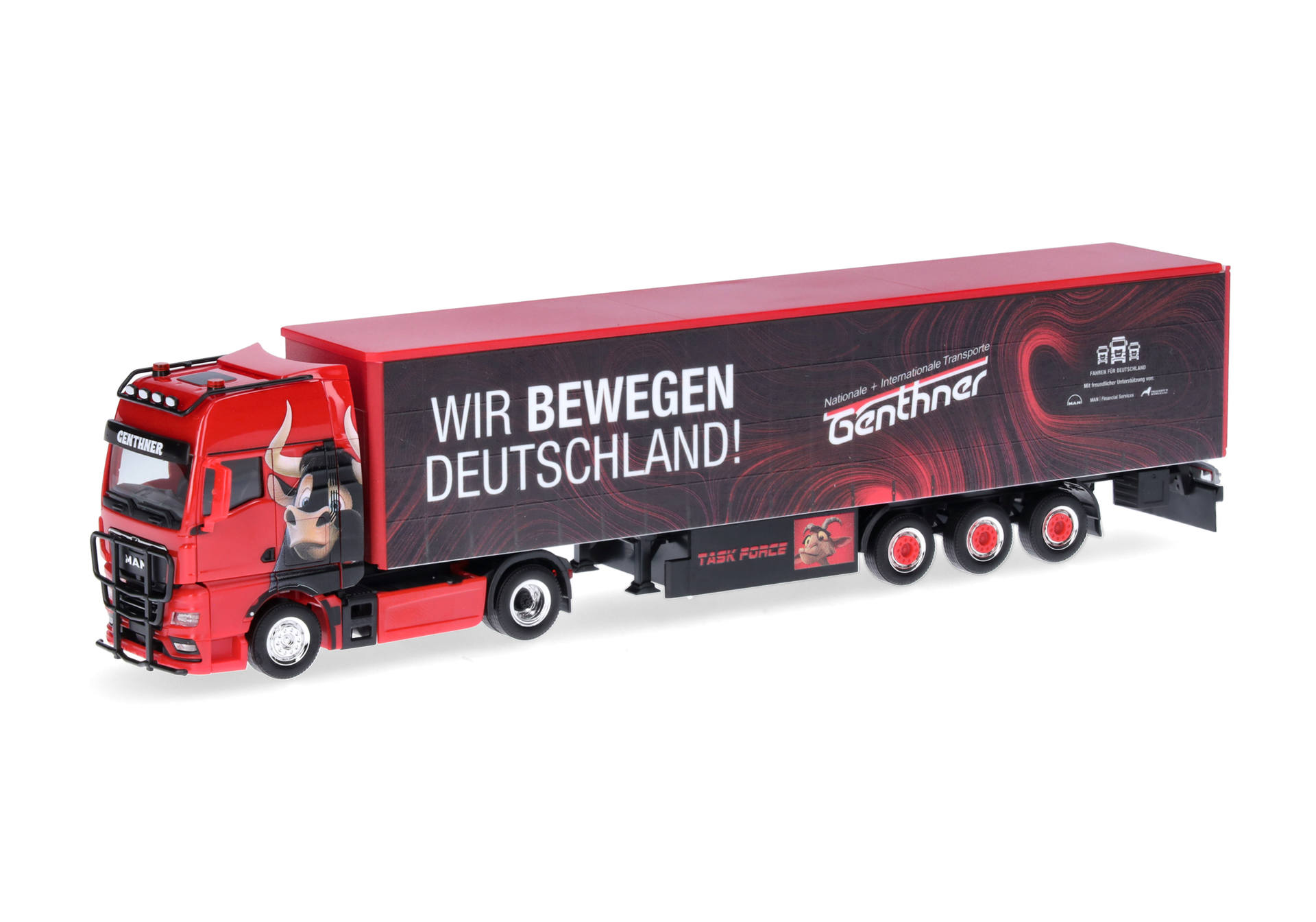 MAN TGX GX curtain canvas semitrailer truck "Genthner/We move Germany" (Baden-Wuerttemberg/Oberderdingen)