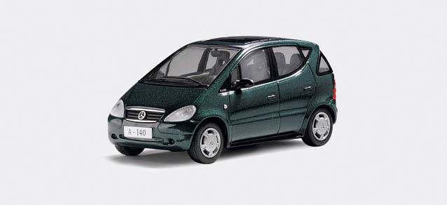 Mercedes-Benz A-Class with rolling top, turmalin green metallic, 1/43 scale