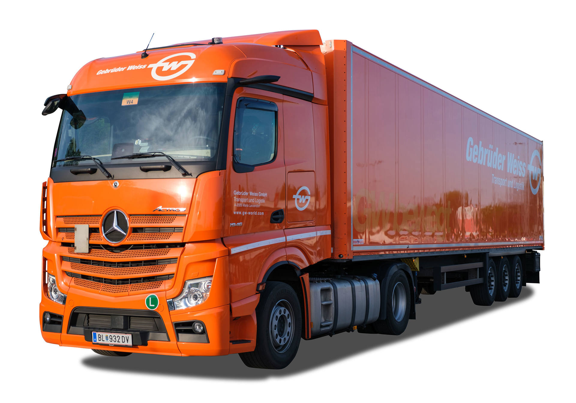 Mercedes-Benz Actros 18 Bigspace curtain canvas semitrailer "Gebrüder Weiss" (Austria)