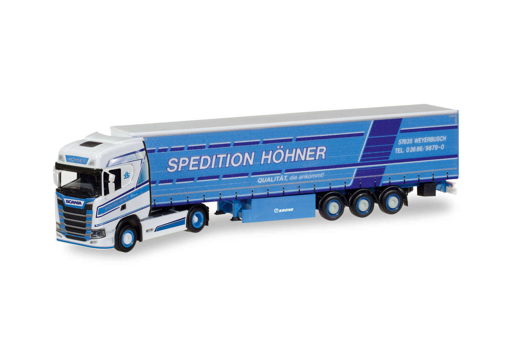 Scania CS HD Gardinenplanen-Sattelzug "Höhner"