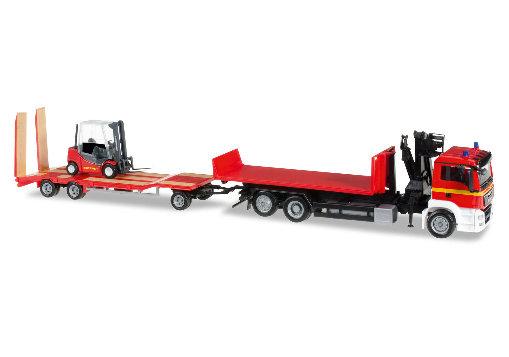 MAN TGS M Abrollflat-LKW mit Goldhofer TU3 und Gabelstapler "Feuerwehr"