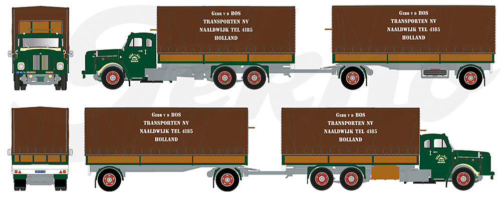 Scania Vabis L 76 canvas trailer "Van den Bos"