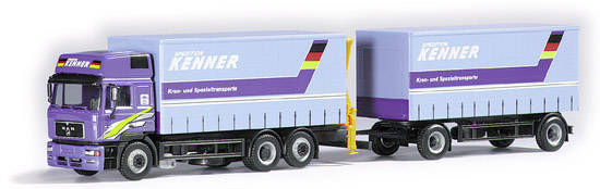 MAN F2000 Gardinenplanen-Hängerzug m. Ladekran 'Kenner'