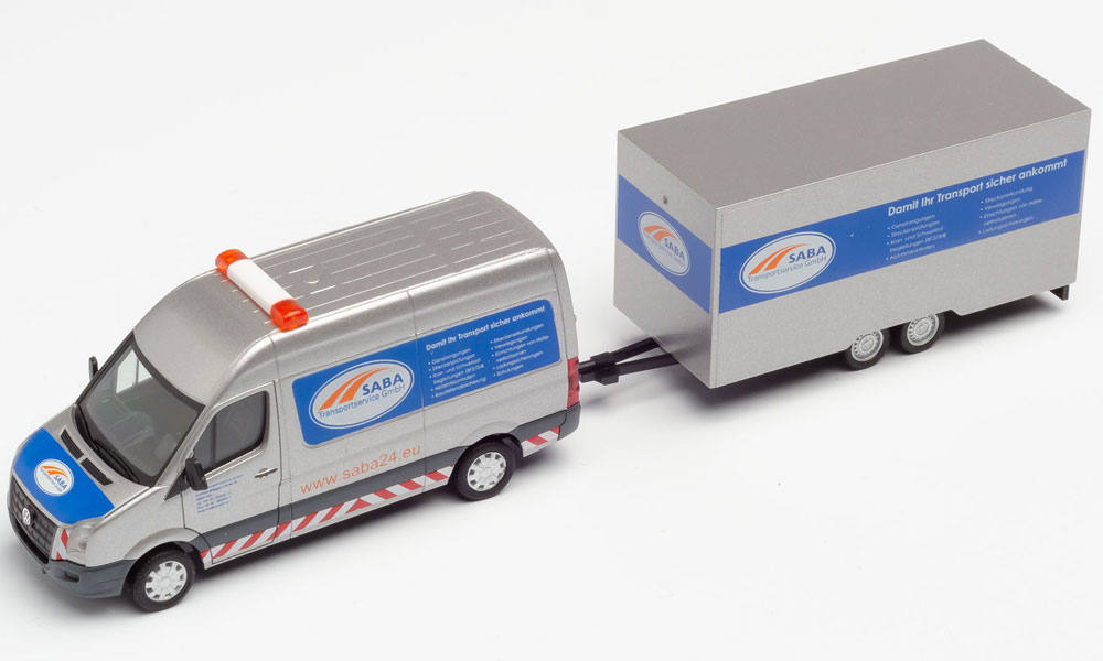 Volkswagen Crafter box high roof with tandem trailer truck "SABA Transportservice"