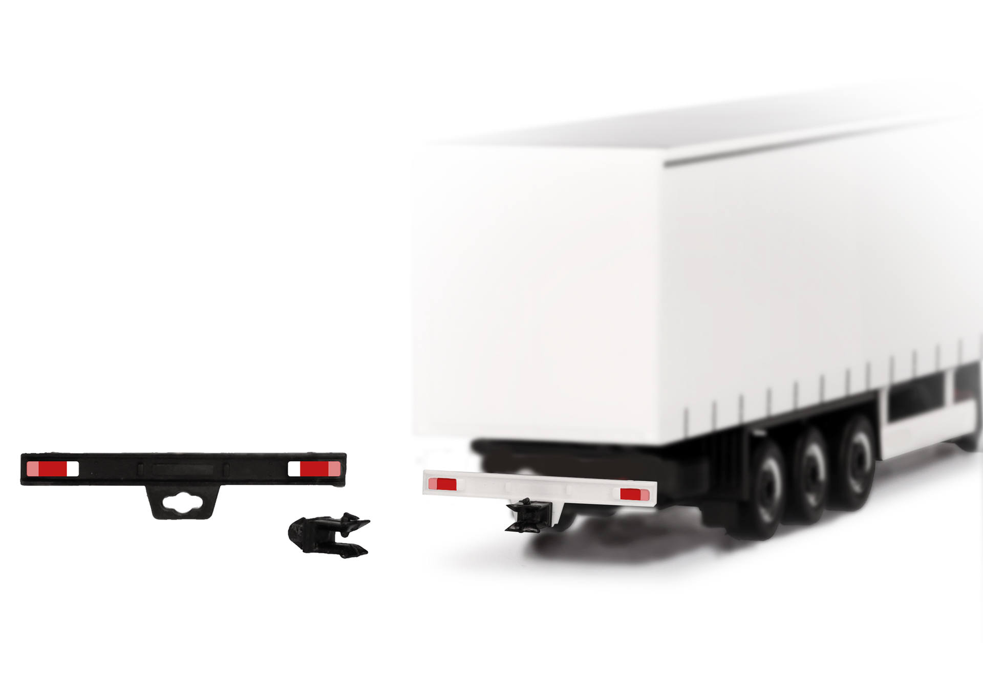 Accessories: Rear bumper for trucks with coupling (2x white, 2x black, with decorated)