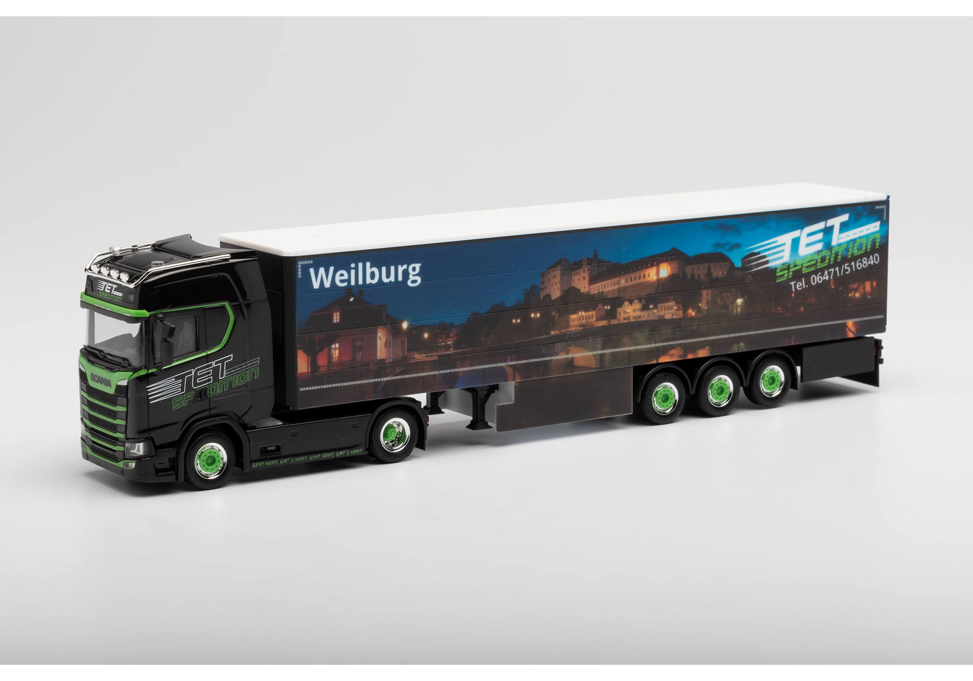 Scania CS high roof curtain canvas semitrailer TET Weilburg / Limburg